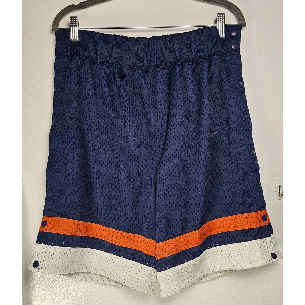 Vintage Nike Men's Navy Orange‎ White Snap Button Basketball Shorts Medium